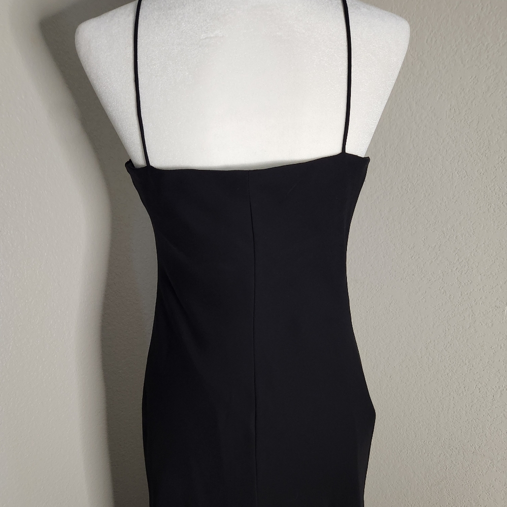 Onyx Nite Vintage 90s Long Black Cowl Neck Gown Dress Size 8 - Picture 5 of 7